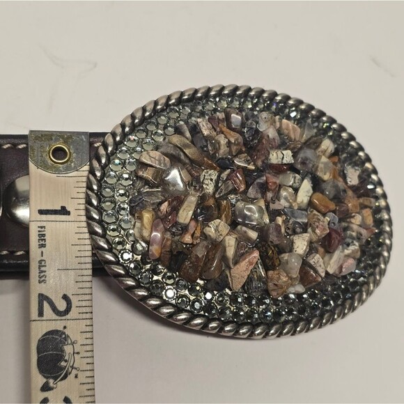 Vintage COBLENTZ Brown Leather Western Belt Stones Rhinestones Buckle Cowgirl main image 7